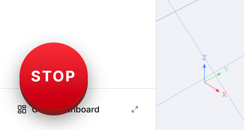 The red on-screen STOP button in the bottom-left corner of a lesson