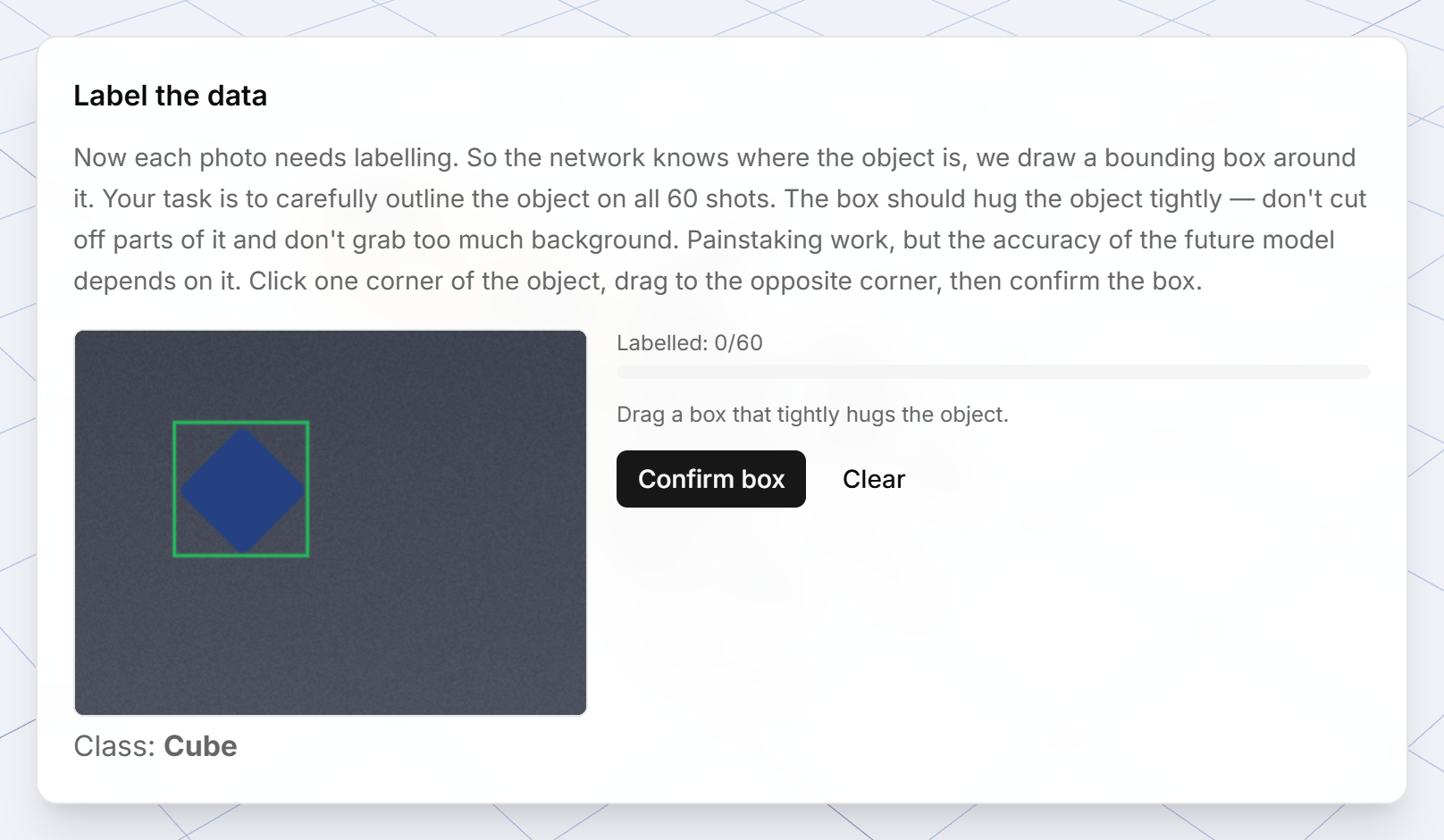 Module 9: drawing bounding boxes on collected images of a cube, a cylinder and a nut