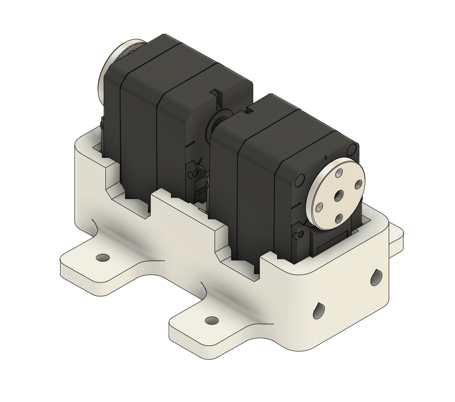 Figure 1: Two STS3215 servos mounted in the holder.