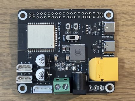 Driver HAT — front view (ESP32, screw + barrel + XT90)
